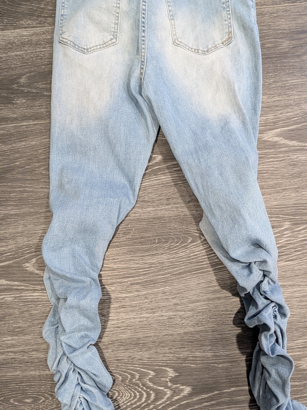 Light Blue Distressed Women’s Rouched Jeans - Picture 2 of 9